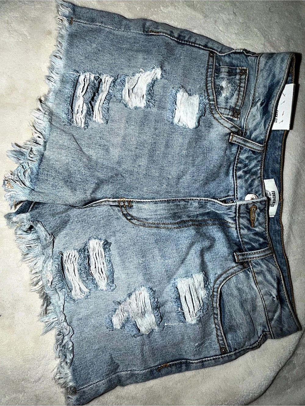 Forever 21 Easy Fit Distressed Denim Shorts Blue Small